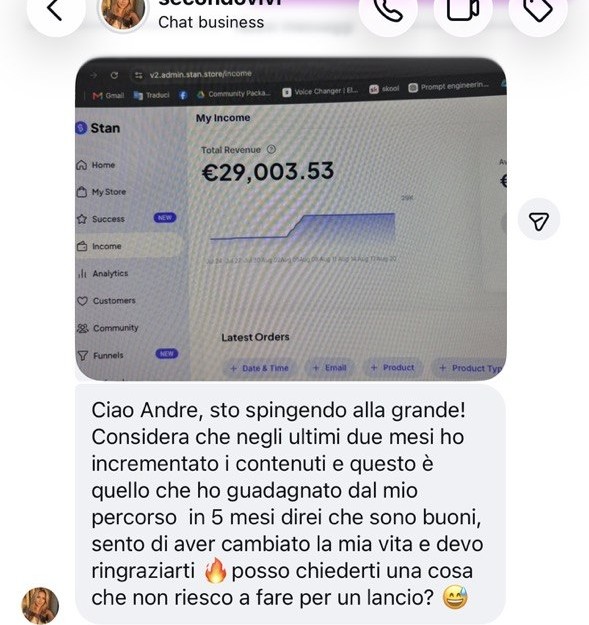Screenshot Stan Store: 29.003,53 € di fatturato in cinque mesi